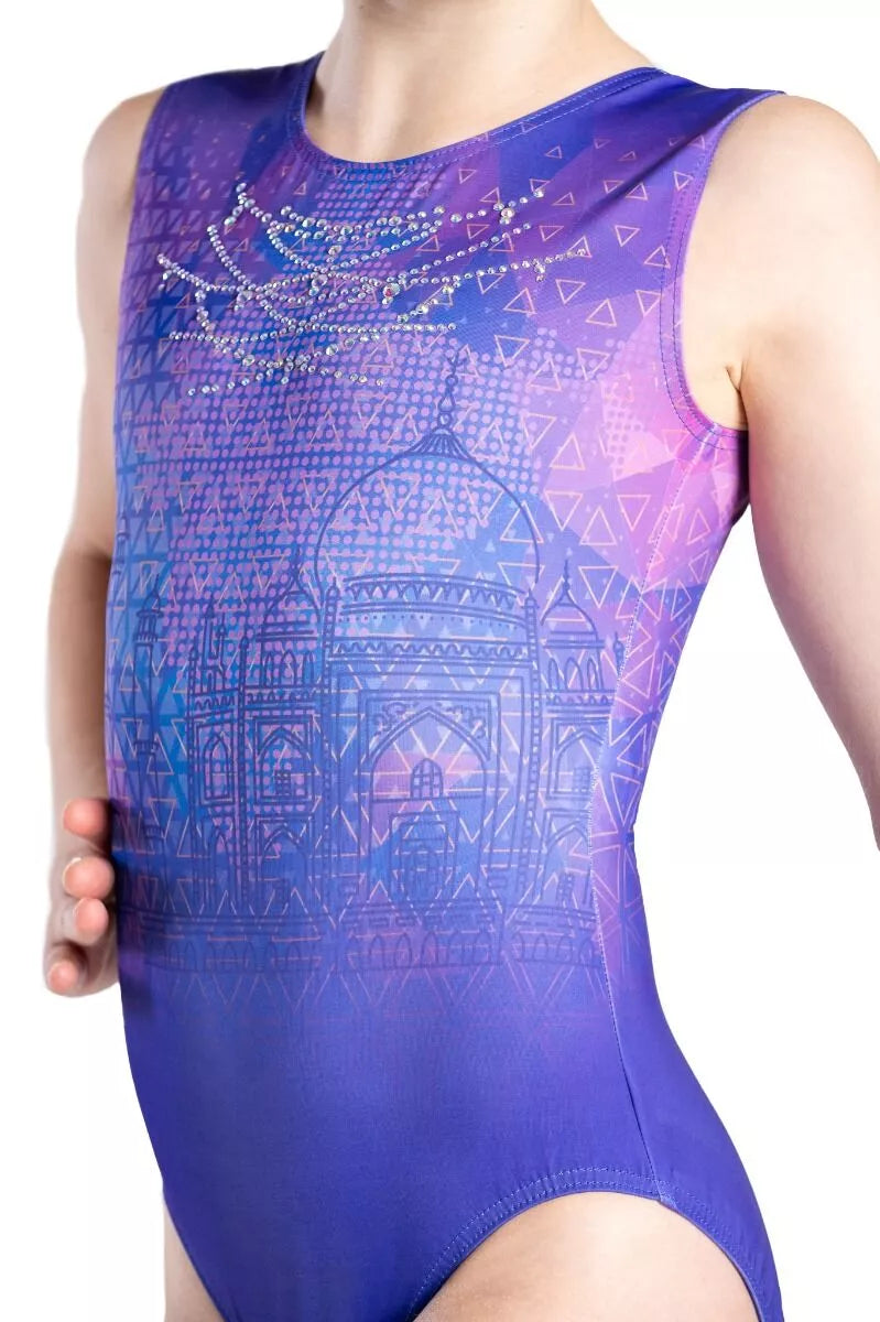 India Landmark sans manches-Costume de gymnastique violet