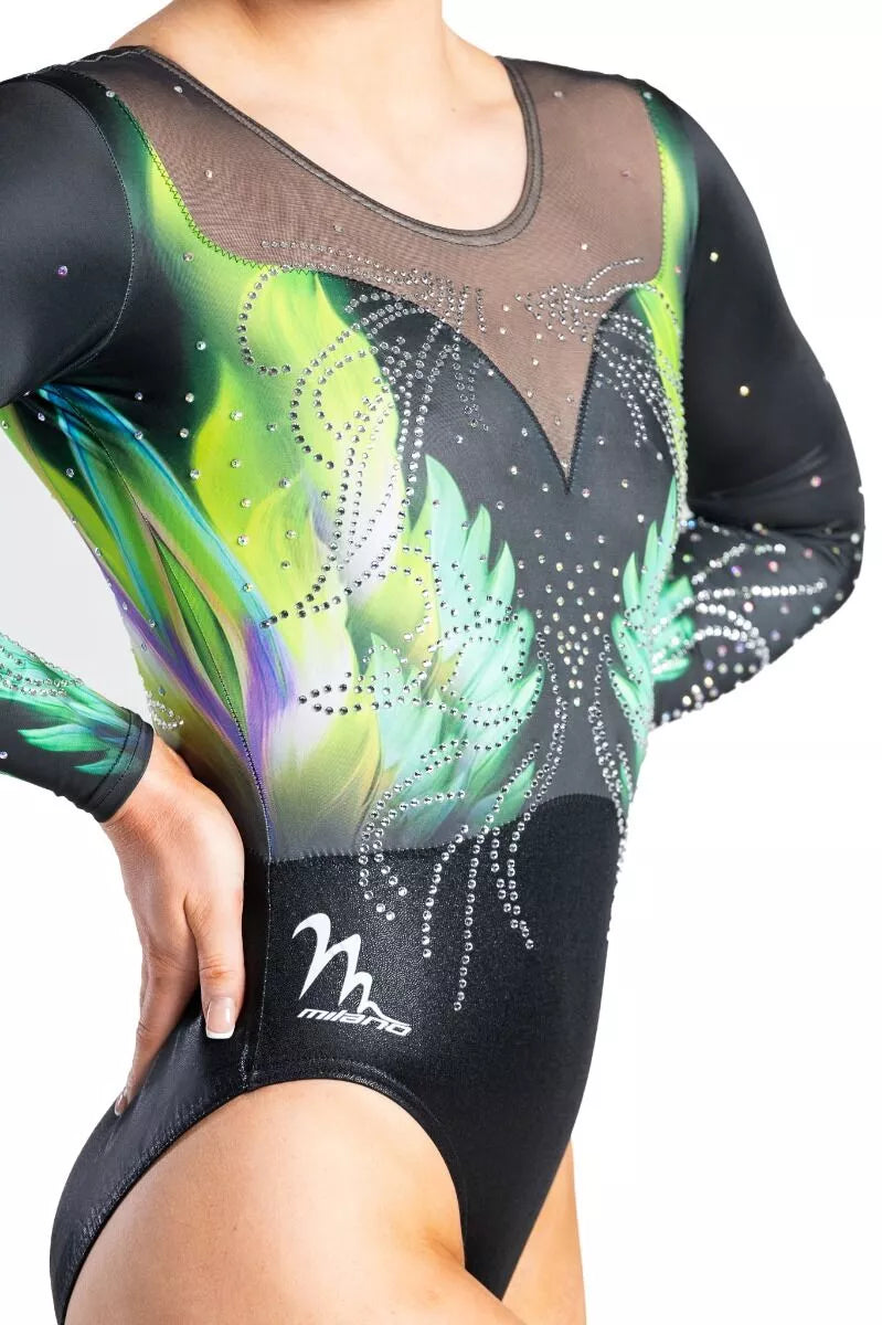 Gymnastics Suit Parakeet Long Sleeved Lime